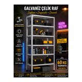 ALANRAF Çelik Raf 6 Katlı 31x75x200 CM Raf Sistemleri, Depo rafı, Arşiv rafı, Kiler rafı, Çok Amaçlı Raf
