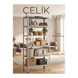 ALANRAF Çelik Raf 6 Katlı 31x93x200 Dekoratif Raf Sistemleri, Depo rafı, Arşiv rafı, Kiler rafı