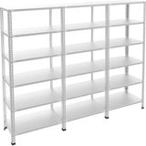 Alanraf Çelik Raf 6 Katlı 3'lü Bitişik Dekoratif Raf Sistemleri, Depo Rafı, Arşiv Rafı, Kiler Rafı - 31x225xh200