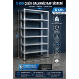 ALANRAF Çelik Raf 6 Katlı 43x75x200 Dekoratif Raf Sistemleri, Depo rafı, Arşiv rafı, Kiler rafı Çok Amaçlı Çelik Raf