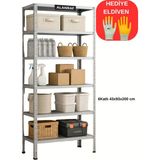 Alanraf Çelik Raf 6 Katlı 43X93X200 Dekoratif, Depo Rafı, Arşiv Rafı, Kiler Rafı Eldiven Hediye - Galvaniz
