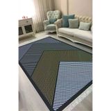 ALANUR AL4048-sckl-k-hali Kaymaz Yıkanabilir Dijital Baskılı Salon Halısı Trend Saçaklı Geometrik Al4048