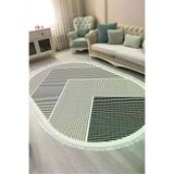 ALANUR AL4048-sckl-k-hali-oval Kaymaz Yıkanabilir Dijital Baskılı Salon Halısı Trend Saçaklı Oval Geometrik Al4048