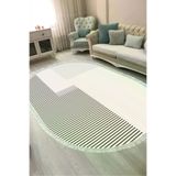 ALANUR AL4050-sckl-k-hali-oval Kaymaz Yıkanabilir Dijital Baskılı Salon Halısı Trend Saçaklı Oval Geometrik Al4050