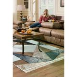 ALANUR E5028-sckl-k-hali Home Kaymaz Dijital Mutfak & Salon Halı Trend Saçaklı Geometrik E5028 Renkli