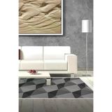 ALANUR E5030-sckl-k-hali Home Kaymaz Dijital Mutfak & Salon Halı Trend Saçaklı Geometrik E5030 Gri