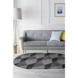 ALANUR E5030-sckl-k-hali-oval Home Kaymaz Dijital Mutfak & Salon Halı Trend Saçaklı Oval Geometrik E5030 Gri