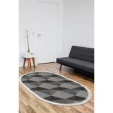 ALANUR E5030-sckl-p-hali-oval Home Kaymaz Dijital Mutfak & Salon Halı Star Pamuk Saçaklı Oval Geometrik E5030 Gri