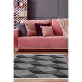 ALANUR E5030-sckz-p-hali Home Kaymaz Dijital Mutfak & Salon Halı Star Pamuk Geometrik E5030 Gri