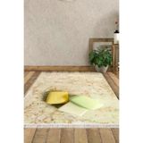 ALANUR E5033-sckl-k-hali Home Kaymaz Dijital Mutfak & Salon Halı Trend Saçaklı Mermer E5033 Krem