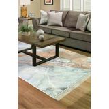 ALANUR E5034-sckl-k-hali Home Kaymaz Dijital Mutfak & Salon Halı Trend Saçaklı Mermer E5034 Mavi