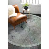 ALANUR E5037-sckl-k-hali-yuvarlak Home Kaymaz Dijital Mutfak & Salon Halı Trend Saçaklı Yuvarlak Mermer E5037 Gri