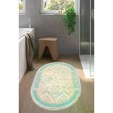 Alanur Home 1376-Trend-Banyo-Oval Eko Trend Djt Banyo Paspası Yıkanabilir Kaymaz Taban 1376 Oval Klasik Turkuaz