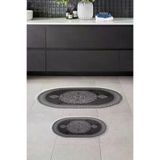 Alanur Home 410602-O Alanur Trend Kaymaz Taban Oval Saçaklı Dijital Banyo 2'li Klozet Takımı Siyah