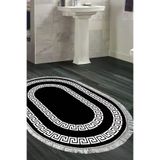Alanur Home 650M-Trend-Banyo-Oval Eko Trend Djt Banyo Paspası Yıkanabilir Kaymaz Taban 650M Oval Modern Siyah