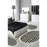 Alanur Home 658M-yatak-3-pcs-oval-K-S-Oval Eko Trend Djt Yıkanabilir Kaymaz Taban Oval 3 Lü Yatak Odası Takımı 658M Modern Siyah