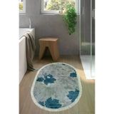 Alanur Home 660M-Trend-Banyo-Oval Eko Trend Djt Banyo Paspası Yıkanabilir Kaymaz Taban 660M Oval Suluboya Mavi
