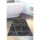 Alanur Home 717-Trend-Banyo Eko Trend Djt Banyo Paspası Yıkanabilir Kaymaz Taban 717 Modern Siyah