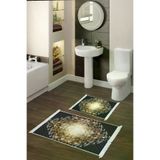 Alanur Home 759-eko-klozet-K-S Eko Trend Djt 2 Li Yıkanabilir Kaymaz Taban Banyo Paspas 759 Patchwork Siyah (60 X 100 - 50 X 60)