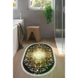 Alanur Home 759-Trend-Banyo-Oval Eko Trend Djt Banyo Paspası Yıkanabilir Kaymaz Taban 759 Oval Patchwork Siyah