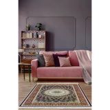 Alanur Home 900643-P-S Alanur Star Pamuk Tabanlı Saçaklı Dijital Salon Halısı Kahve