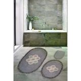 Alanur Home Akasya Saçaklı Welsoft Dantelli 3'lü Banyo Klozet Takımı Gri
