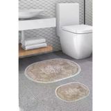 Alanur Home Alanur Trend Kaymaz Taban Oval Saçaklı Dijital Banyo 2'li Klozet Takımı Bej 410616-O