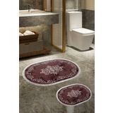 Alanur Home Alanur Trend Kaymaz Taban Oval Saçaklı Dijital Banyo 2'li Klozet Takımı Bordo 410616-O
