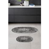 Alanur Home Alanur Trend Kaymaz Taban Oval Saçaklı Dijital Banyo 2'li Klozet Takımı Gri