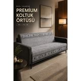 Alanur Home Çok Amaçlı Modern Bohem Kadife Koltuk Örtüsü,çekyat Örtüsü Piknik Örtüsü Masa Örtüsü Kaymaz Süngerli - 165 x 215 cm - Koyu Gri