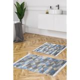 Alanur Home Eko Trend Djt 2 Li Yıkanabilir Kaymaz Taban Banyo Paspas Klozet Takımı 661 Iskandinav Bej (50 x 80 - 40 x 50) - Mavi