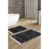 Alanur Home Eko Trend Djt 2 Li Yıkanabilir Kaymaz Taban Banyo Paspas Klozet Takımı 717 Modern Lacivert (60 x 100 - 50 x 60) - Siyah
