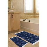Alanur Home Eko Trend Djt 2 Li Yıkanabilir Kaymaz Taban Banyo Paspas Klozet Takımı 717 Modern Lacivert (60 x 100 - 50 x 60)