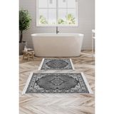 Alanur Home Eko Trend Djt 2 Li Yıkanabilir Kaymaz Taban Banyo Paspas Klozet Takımı 721 Klasik Antrasit (60 x 100 - 50 x 60)