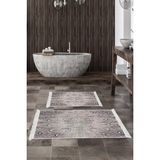 Alanur Home Eko Trend Djt 2 Li Yıkanabilir Kaymaz Taban Banyo Paspas Klozet Takımı 743 Modern Mavi (50 x 80 - 40 x 50) - Pudra