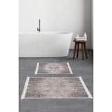 Alanur Home Eko Trend Djt 2 Li Yıkanabilir Kaymaz Taban Banyo Paspas Klozet Takımı 743 Modern Mavi (60 x 100 - 50 x 60) - Pudra