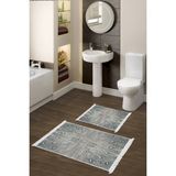 Alanur Home Eko Trend Djt 2 Li Yıkanabilir Kaymaz Taban Banyo Paspas Klozet Takımı 743 Modern Mavi (60 x 100 - 50 x 60)
