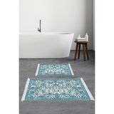 Alanur Home Eko Trend Djt 2 Li Yıkanabilir Kaymaz Taban Banyo Paspas Klozet Takımı 744 Vintage Mavi (50 x 80 - 40 x 50)