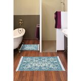 Alanur Home Eko Trend Djt 2 Li Yıkanabilir Kaymaz Taban Banyo Paspas Klozet Takımı 744 Vintage Mavi (60 x 100 - 50 x 60)