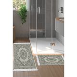 Alanur Home Eko Trend Djt 2 Li Yıkanabilir Kaymaz Taban Banyo Paspas Klozet Takımı 747 Klasik Bej (50 x 80 - 40 x 50) - Gri