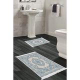 Alanur Home Eko Trend Djt 2 Li Yıkanabilir Kaymaz Taban Banyo Paspas Klozet Takımı 747 Klasik Bej (50 x 80 - 40 x 50) - Mavi