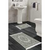 Alanur Home Eko Trend Djt 2 Li Yıkanabilir Kaymaz Taban Banyo Paspas Klozet Takımı 747 Klasik Bej (60 x 100 - 50 x 60) - Gri