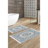 Alanur Home Eko Trend Djt 2 Li Yıkanabilir Kaymaz Taban Banyo Paspas Klozet Takımı 747 Klasik Bej (60 x 100 - 50 x 60) - Mavi