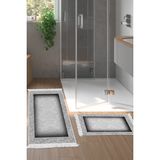 Alanur Home Eko Trend Djt 2 Li Yıkanabilir Kaymaz Taban Banyo Paspas Klozet Takımı 767 Bordürlü Bordo (50 x 80 - 40 x 50) - Gri