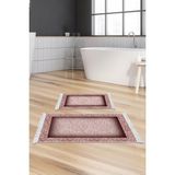 Alanur Home Eko Trend Djt 2 Li Yıkanabilir Kaymaz Taban Banyo Paspas Klozet Takımı 767 Bordürlü Bordo (50 x 80 - 40 x 50)
