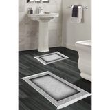 Alanur Home Eko Trend Djt 2 Li Yıkanabilir Kaymaz Taban Banyo Paspas Klozet Takımı 767 Bordürlü Bordo (60 x 100 - 50 x 60) - Gri