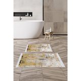 Alanur Home Eko Trend Djt 2 Li Yıkanabilir Kaymaz Taban Banyo Paspas Klozet Takımı M12271 Modern Gri (50 x 80 - 40 x 50) - Hardal