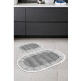 Alanur Home Eko Trend Djt 2 Li Yıkanabilir Kaymaz Taban Oval Banyo Paspas 1460 Modern Gri (50 X 80 - 40 X 50) 1460-eko-klozet-oval-2-K-S-Oval