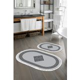 Alanur Home Eko Trend Djt 2 Li Yıkanabilir Kaymaz Taban Oval Banyo Paspas 656m Modern Gri (50 X 80 - 40 X 50) 656M-eko-klozet-oval-2-K-S-Oval