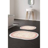 Alanur Home Eko Trend Djt 2 Li Yıkanabilir Kaymaz Taban Oval Banyo Paspas Klozet Takımı 1376 Klasik Koyu Pembe (50 x 80 - 40 x 50)